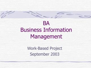 BA Business Information Management