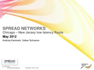 SPREAD NETWORKS Chicago – New Jersey low latency Route