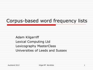 Corpus-based word frequency lists