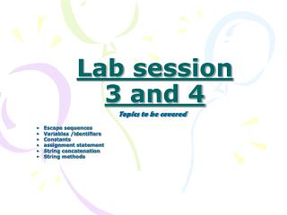 Lab session 3 and 4
