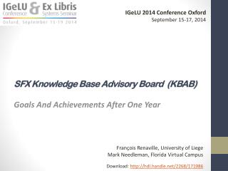 SFX Knowledge Base Advisory Board (KBAB )