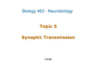 Topic 5 Synaptic Transmission Lange