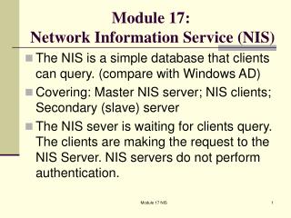 Module 17: Network Information Service (NIS)
