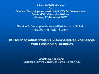 A Pre-UNCTAD XII event On Science, Technology, Innovation and ICTs for Development