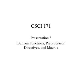 CSCI 171