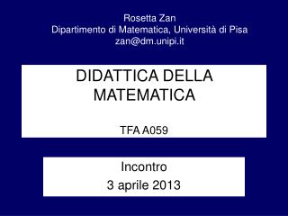 DIDATTICA DELLA MATEMATICA TFA A059