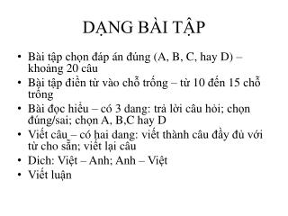 DẠNG BÀI TẬP