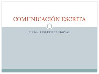 COMUNICACIÓN ESCRITA