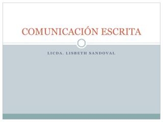 COMUNICACIÓN ESCRITA