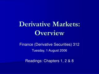 Derivative Markets: Overview