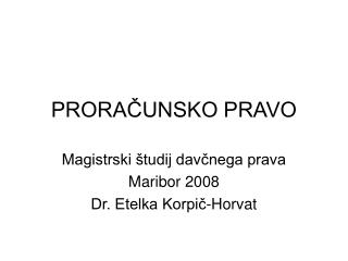 PRORAČUNSKO PRAVO