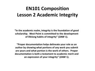 EN101 Composition Lesson 2 Academic Integrity