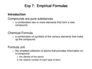 Exp 7: Empirical Formulas