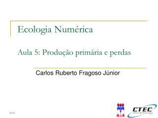 Ecologia Numérica Aula 5: Produção primária e perdas