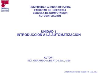 UNIDAD 1: INTRODUCCIÓN A LA AUTOMATIZACIÓN