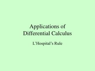 differential calculus applications presentation ppt powerpoint