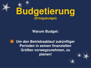 Budgetierung (Erfolgsbudget)