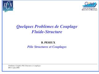Quelques Problèmes de Couplage Fluide-Structure Pôle Structures et Couplages