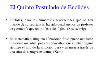 El Quinto Postulado de Euclides