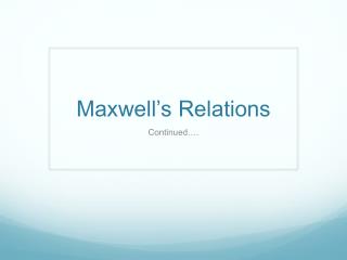 Maxwell’s Relations