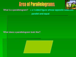 Area of Parallelograms