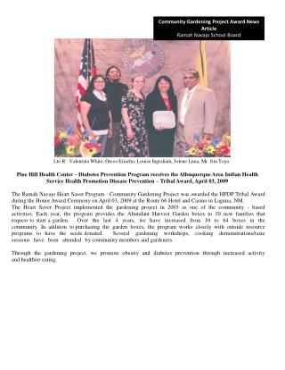 Community Gardening Project Award News Article Ramah Navajo School Board