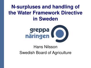 N-surpluses and handling of the Water Framework Directive in Sweden