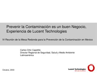 Prevenir la Contaminación es un buen Negocio, Experiencia de Lucent Technologies