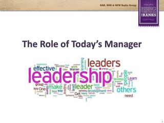 The Role of Today’s Manager