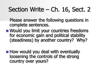 Section Write – Ch. 16, Sect. 2