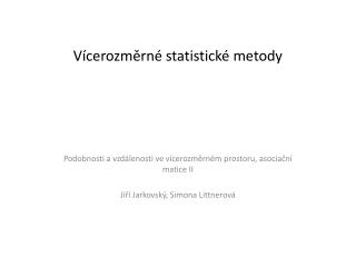 Vícerozměrné statistické metody