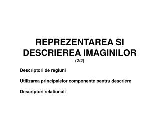 REPREZENTAREA SI DESCRIEREA IMAGINILOR (2/2)