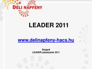 LEADER 2011 delinapfeny-hacs.hu Szeged LEADER pályázatok 2011