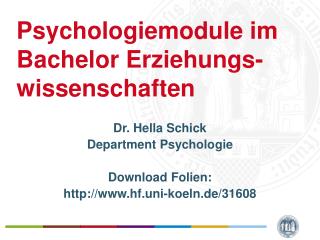 Psychologiemodule im Bachelor Erziehungs-wissenschaften