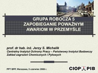 GRUPA ROBOCZA 5 ZAPOBIEGANIE POWAŻNYM AWARIOM W PRZEMYŚLE