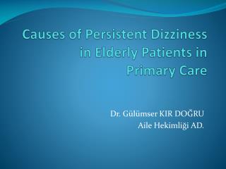 Causes of Persistent Dizziness in Elderly Patients in Primary Care