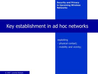 Key establishment in ad hoc networks