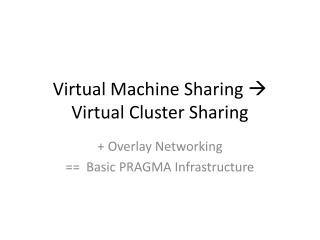 Virtual Machine Sharing  Virtual Cluster Sharing