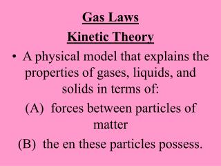 Gas Laws Kinetic Theory