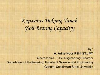 Kapasitas Dukung Tanah ( Soil Bearing Capacity)