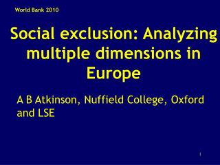 Social exclusion: Analyzing multiple dimensions in Europe