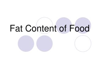 Fat Content of Food