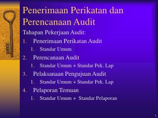 Penerimaan Perikatan dan Perencanaan Audit