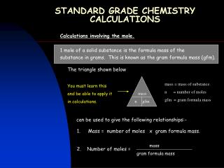 STANDARD GRADE CHEMISTRY CALCULATIONS