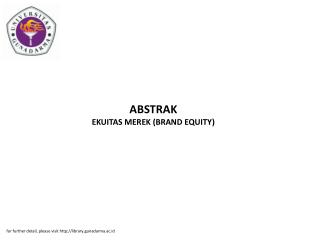 ABSTRAK EKUITAS MEREK (BRAND EQUITY)