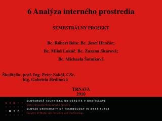 6 Analýza interného prostredia SEMESTRÁLNY PROJEKT Bc. Róbert Báto ; Bc. Jozef Hrnčár ;