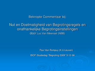 BIOF-Studiedag “Begroting 2009” 5-12-08