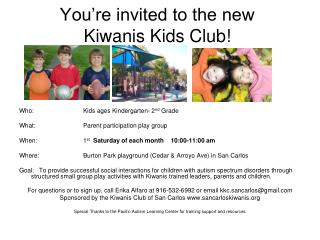 You’re invited to the new Kiwanis Kids Club!