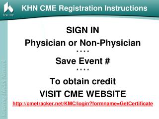 KHN CME Registration Instructions