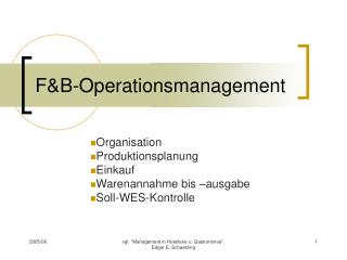 F&amp;B-Operationsmanagement